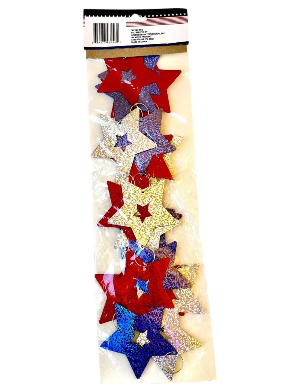 4th of July Hanging GARLAND + DIZZY DANGLERS Red Blue Silver STARS New